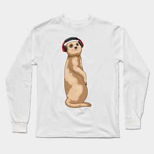 Meerkat Headphone Music Long Sleeve T-Shirt